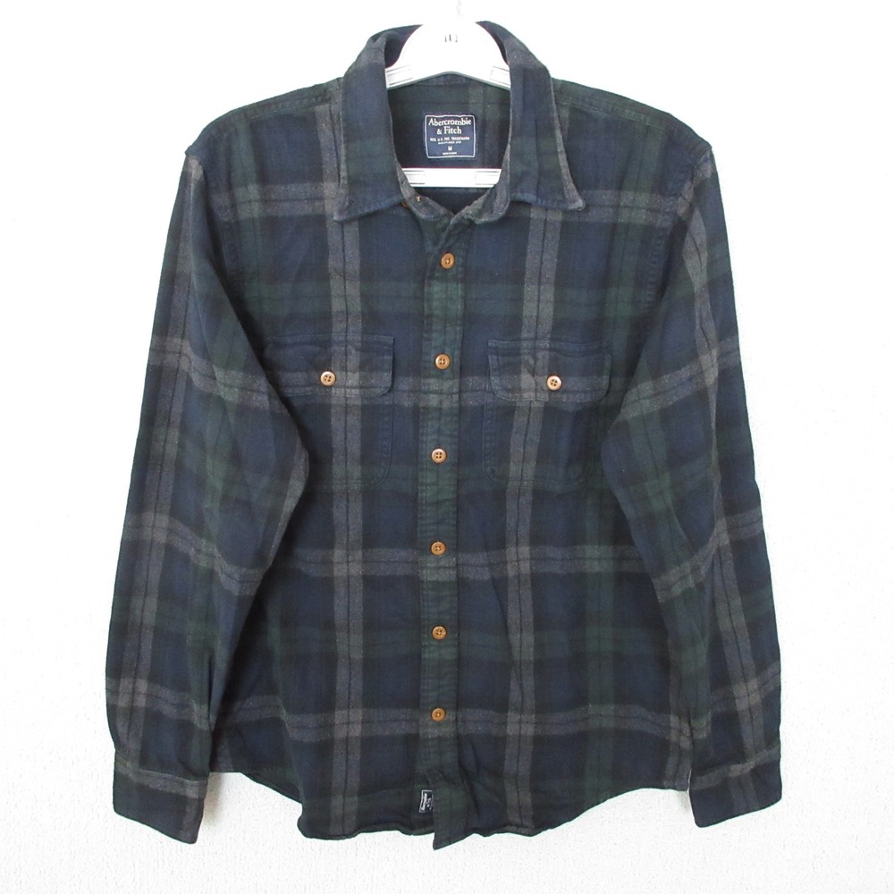 Abercrombie & Fitch Mens Plaid Flannel Shirt Button Up Long Sleeve